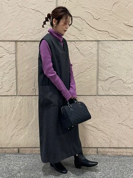 「Te chichi（テチチ）のアイテム（シャツワンピース）」を使った、tsuさん（レディース・156cm）の秋コーディネート