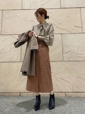 「Te chichi（テチチ）のアイテム（チェスターコート）」を使った、tsuさん（レディース・156cm）の秋コーディネート