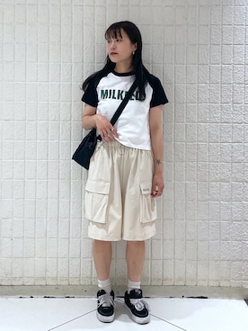 「MILKFED.」｜林 萌花さん（レディース・159cm）の夏コーディネート