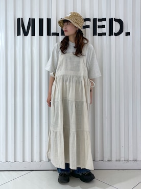 「MILKFED.」｜林 萌花さん（レディース・159cm）の夏コーディネート