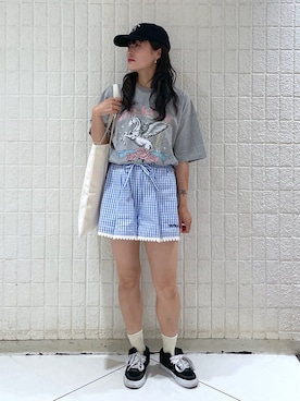 「MILKFED.」｜林 萌花さん（レディース・159cm）の夏コーディネート