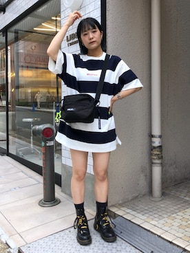 「MILKFED.」｜「アイテム（チュニック）」を使った、林 萌花さん（レディース・159cm）の夏コーディネート