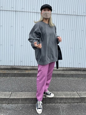 「BRIXTON（ブリクストン）のアイテム（ハンチング/ベレー帽）」を使った、47さん（レディース・156cm）の冬コーディネート