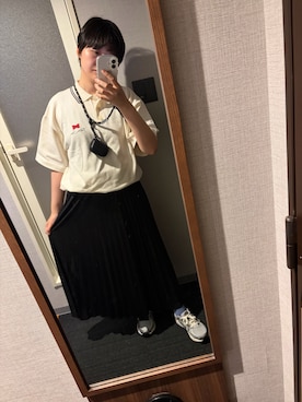 「RAGEBLUE（レイジブルー）のアイテム（トップス、ホワイト系）」を使った、ロモさん（レディース・164cm）の夏コーディネート