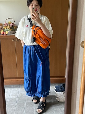 「アイテム（ボディバッグ/ウエストポーチ）」を使った、ロモさん（レディース・164cm）の夏コーディネート