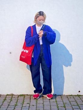 「アイテム（トートバッグ、レッド系）」を使った、Shinokiさん（レディース・155cm）の秋コーディネート