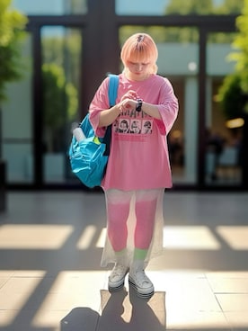 「アイテム（ソックス/靴下、グリーン系）」を使った、Shinokiさん（レディース・155cm）の夏コーディネート