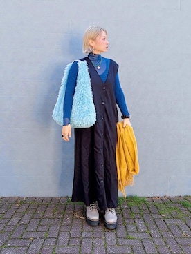 「アイテム（ジャンパースカート）」を使った、Shinokiさん（レディース・155cm）の冬コーディネート