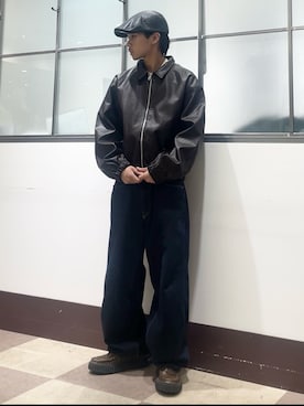 「アイテム（ライダースジャケット）」を使った、翼さん（メンズ・168cm）の秋コーディネート