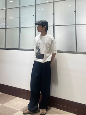 「ITEMS URBANRESEARCH（アイテムズ アーバンリサーチ）のアイテム（Tシャツ/カットソー）」を使った、翼さん（メンズ・168cm）の夏コーディネート
