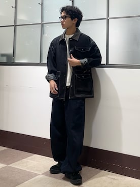 「アイテム（カバーオール）」を使った、翼さん（メンズ・168cm）の秋コーディネート