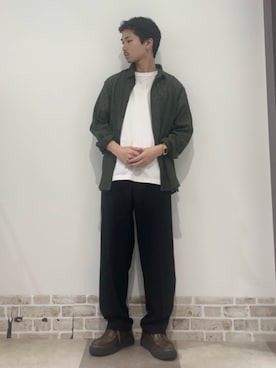 「ITEMS URBANRESEARCH（アイテムズ アーバンリサーチ）の接触冷感シルキータッチTシャツ（Tシャツ/カットソー、ホワイト系）」を使った、翼さん（メンズ・168cm）の春コーディネート