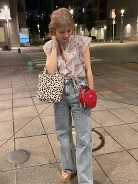 「アイテム（サンダル、ピンク系）」を使った、♡saran☺︎さん（レディース・165cm）の夏コーディネート