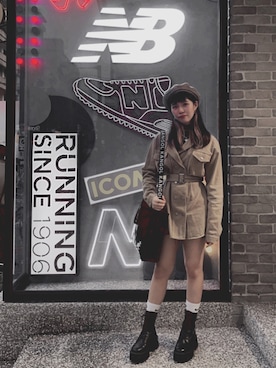 「moussy」｜「アイテム（ハンチング/ベレー帽）」を使った、Emily👾イジュさん（レディース・157cm）の冬コーディネート