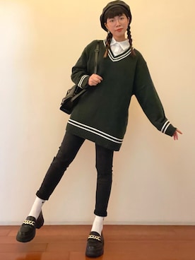 「PULL&BEAR（プルアンドベア）のアイテム（パンツ）」を使った、Emily👾イジュさん（レディース・157cm）の冬コーディネート