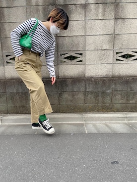 「THE SHINZONE（ザ　シンゾーン）のハイウエストチノパンツ（チノパンツ）」を使った、nonoさん（レディース・159cm）の春コーディネート