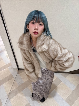 「JEANASIS（ジーナシス）のソフトラメリブUネックLS TEE/240318（Tシャツ/カットソー）」を使った、あゆねさん（レディース・164cm）の秋コーディネート