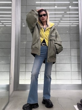 「JEANASIS（ジーナシス）のアイテム（パーカー）」を使った、あゆねさん（レディース・164cm）の秋コーディネート