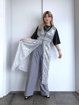 「JEANASIS（ジーナシス）のアイテム（スラックス）」を使った、あゆねさん（レディース・164cm）の春コーディネート