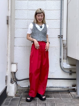 「JEANASIS（ジーナシス）のアイテム（スラックス）」を使った、あゆねさん（レディース・164cm）の夏コーディネート
