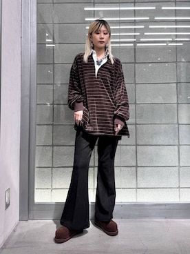 「アイテム（ポロシャツ、ブラウン系）」を使った、あゆねさん（レディース・164cm）の秋コーディネート