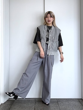 「JEANASIS（ジーナシス）のアイテム（スラックス）」を使った、あゆねさん（レディース・164cm）の春コーディネート