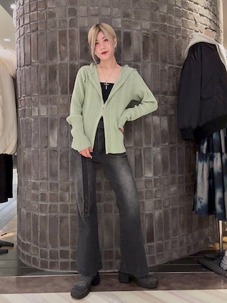 JEANASIS ランダムリブWZIPフーディグリーン