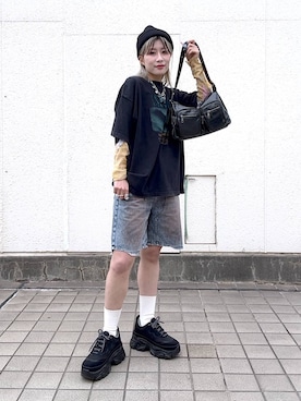 「JEANASIS（ジーナシス）のランダムアウトソールスニーカー/968688（スニーカー）」を使った、あゆねさん（レディース・164cm）の春コーディネート