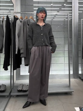 「JEANASIS（ジーナシス）のソフトラメリブUネックLS TEE/240318（Tシャツ/カットソー）」を使った、あゆねさん（レディース・164cm）の冬コーディネート