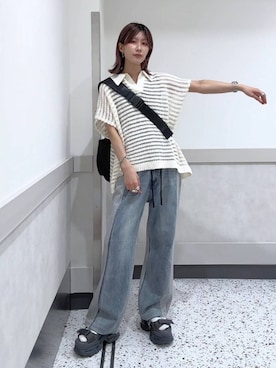 スウェットコンビデニムパンツ/645263を使った人気ファッション