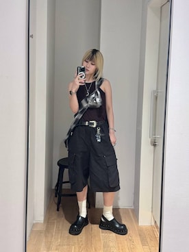 「JEANASIS（ジーナシス）のボリュームレースシュシュ/577846（シュシュ）」を使った、あゆねさん（レディース・164cm）の夏コーディネート