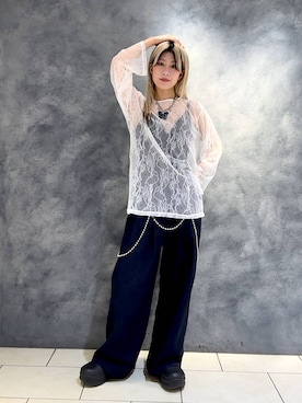 「JEANASIS（ジーナシス）のアイテム（スラックス）」を使った、あゆねさん（レディース・164cm）の春コーディネート