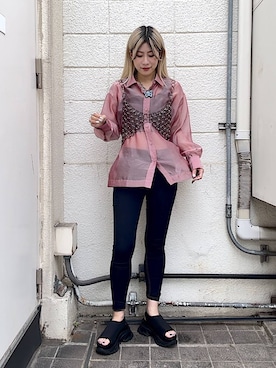 「JEANASIS（ジーナシス）のアイテム（その他トップス）」を使った、あゆねさん（レディース・164cm）の夏コーディネート
