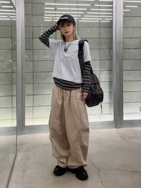 「JEANASIS（ジーナシス）のアイテム（キャップ）」を使った、あゆねさん（レディース・164cm）の春コーディネート