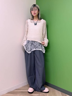 「JEANASIS（ジーナシス）のアイテム（スラックス）」を使った、あゆねさん（レディース・164cm）の春コーディネート