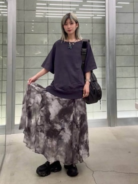 「JEANASIS（ジーナシス）の【選べる着丈】ヴィンテージミニウラケSS/666092（Tシャツ/カットソー）」を使った、あゆねさん（レディース・164cm）の春コーディネート
