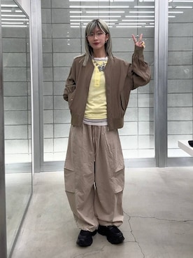 「JEANASIS（ジーナシス）のアイテム（ブルゾン）」を使った、あゆねさん（レディース・164cm）の春コーディネート