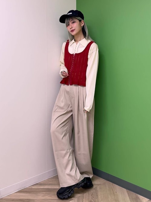 マメクロゴウチ 22AW バブルパターン ニットベスト ビスチェ 1 赤 レッド マメクロゴウチ 22AW バブルパターン ニットベスト ビスチェ 1 赤