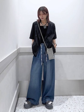 「JEANASIS（ジーナシス）のアイテム（サンダル）」を使った、あゆねさん（レディース・164cm）の夏コーディネート