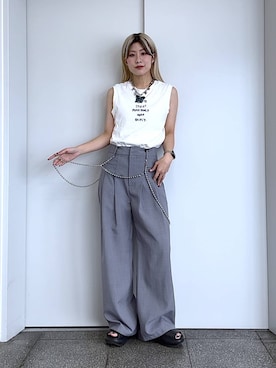 「JEANASIS（ジーナシス）のアイテム（スラックス）」を使った、あゆねさん（レディース・164cm）の春コーディネート