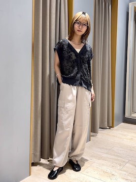 「アイテム（ベスト）」を使った、ミヨちゃんさん（レディース・166cm）の秋コーディネート