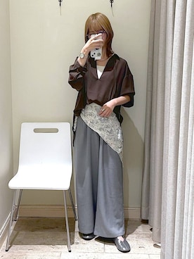 「アイテム（バンダナ/スカーフ）」を使った、ミヨちゃんさん（レディース・166cm）の秋コーディネート