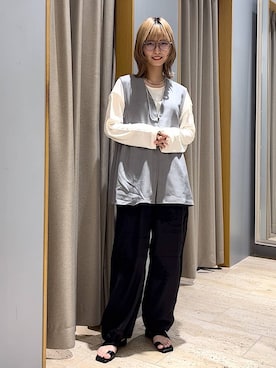 「LEPSIM（レプシィム）のアウトリンキングシアープルオーバー　582453（Tシャツ/カットソー）」を使った、ミヨちゃんさん（レディース・166cm）の秋コーディネート