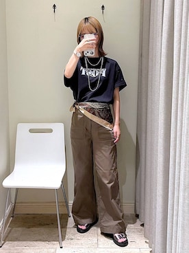 「アイテム（バンダナ/スカーフ）」を使った、ミヨちゃんさん（レディース・166cm）の夏コーディネート