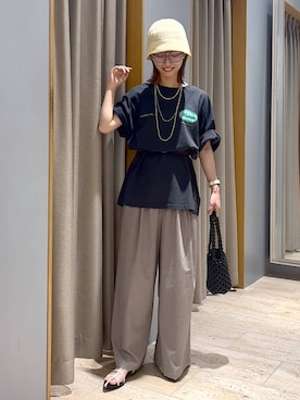「アイテム（ネックレス）」を使った、ミヨちゃんさん（レディース・166cm）の夏コーディネート
