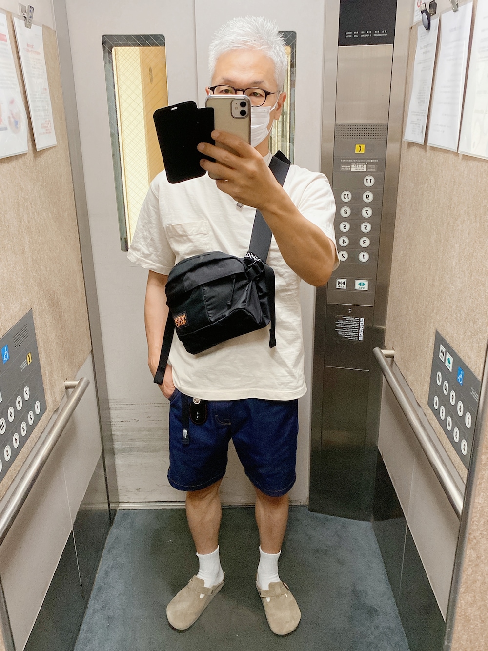 「夏、ビルケンシュトック、キャンバー、ノースフェイス、グラミチ、ミステリーランチ」｜「CAMBERのCAMBER キャンバー #302 8oz ヘビーウェイト 半袖ポケットTシャツ（Tシャツ/カットソー、ベージュ系）」を使った、南風さん（メンズ・173cm）の夏コーディネートの1枚目の写真