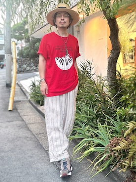 「ストライプパンツ」｜別宮聖一 ( ベックセイイチ )さん（メンズ・169cm）の秋コーディネート