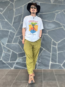 「アイテム（Tシャツ/カットソー）」を使った、別宮聖一 ( ベックセイイチ )さん（メンズ・169cm）の夏コーディネート