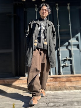 「VINTAGE（ヴィンテージ）のアイテム（スウェット、ブラック系）」を使った、別宮聖一 ( ベックセイイチ )さん（メンズ・169cm）の春コーディネート