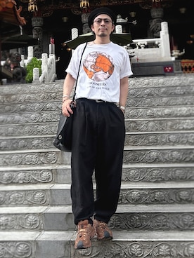 「Maison Margiela（メゾンマルジェラ）のアイテム（ショルダーバッグ）」を使った、別宮聖一 ( ベックセイイチ )さん（メンズ・169cm）の秋コーディネート